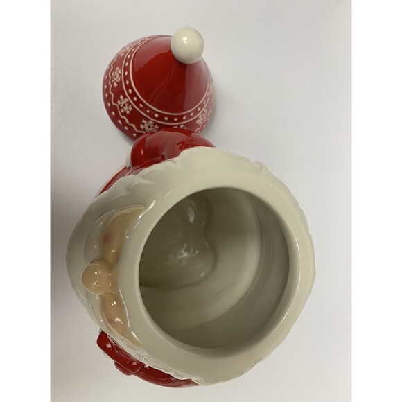 Southern Living Holiday Santa Gnome Cookie Jar 12” Tall Red & White Ceramic - Picture 5 of 6
